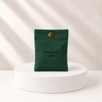 Pochettes en toile verte personnalisées avec fermeture à bouton-pression, logo imprimé, sacs d'emballage cosmétique recyclables, mini-sacs de rangement de voyage