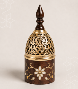 Contemporary Natural Wooden <b>Bakhoor</b> Burner With Metal Moon Design Arabic <b>Oud</b> Incense Holder Middle Eastern Home Decoration - Product Image 6