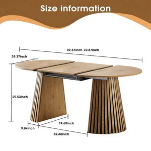 Mesa de Comedor de Madera con Diseño Ovalado Moderno, Multifuncional, Ahorra Espacio, Extensible, con Patas de Listones - Product Image 2