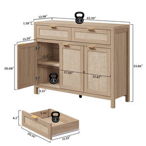 Aparador DreamCraft Vietnam de 43.39'' de Ancho, de Ratán, con 2 Cajones y 3 Puertas con Estantes Ajustables - Product Image 4