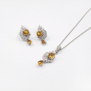 Ensemble de boucles d'oreilles pendantes en argent sterling 925 avec citrine naturelle en forme de poire, plaqué rhodium, bijoux fins tendance OEM/ODM pour mariage - Product Image 2