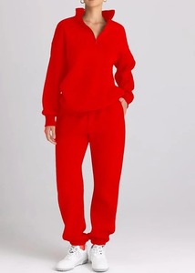 Conjunto de Sudadera con Capucha y Pantalones de Chándal de Invierno de 2 Piezas para Mujer, con Bordado, Lavado, Estilo Deportivo Urbano, Logotipo Personalizado, Cremallera, 100% Algodón - Product Image 5