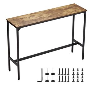 Tavolo Alto da Pub con Struttura in Metallo Robusto, Lungo e Stretto, per Cucina, Sala da Pranzo, Cocktail Bar, Facile da Montare, Scrivania ad Altezza Bar per Uso Domestico - Product Image 1