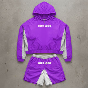 Custom Canvas Windbreaker Tracksuit With High Neck And Elastic Cuffs And Custom Design Jacket And <b>Pants</b> Set For Track Practice - Product Image 2