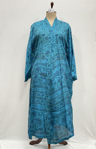 Kimono indien vintage en soie fait main, robe de mariée à col en V sur le devant, respirante, séchage rapide, pour l'été, l'automne et le printemps - Product Image 2