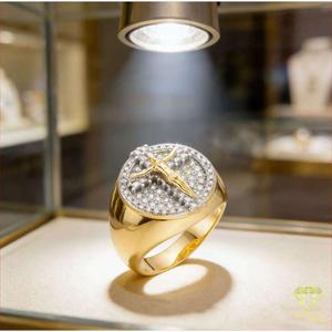 Anillo de cruz religiosa de lujo en plata 925 con diamante cultivado en laboratorio para colecciones de joyería de moda para hombres. - Product Image 4