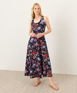 New <b>Summer</b> Women's <b>Dresses</b> Wholesale <b>Boho</b> Cotton Print Tiered Maxi Gowns Backless High Waist Fit Rhythmic Tiered Ruffles Resort - Product Image 3