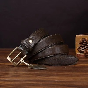 Ceinture en cuir de vachette véritable double face, lavée à l'eau, de haute qualité, style vintage, pour femme, ceinture tendance, cuivre. - Product Image 5