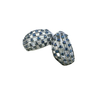 1.49 Ct Round Cut Natural Blue Diamond <b>Huggie</b> Hoop Earrings 925 Sterling <b>Silver</b> Women's Wedding Engagement - Product Image 5