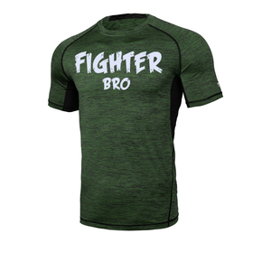 เสื้อรัดกล้ามเนื้อแขนสั้นสีน้ำเงินสำหรับผู้ชาย Fighter Bro แห้งเร็ว พิมพ์ลายโลโก้ด้านหน้า - Product Image 5