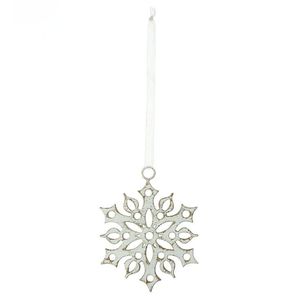 Pearl Snowflake Christmas Ornament Handmade Classic Decor Blue Ribbon <b>Hanging</b> - Product Image 2