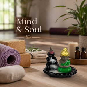 Brûleur d'encens en céramique Bouddha à refoulement d'eau, cascade de fumée, porte-cône |   Décoration d'intérieur artisanale pour la méditation et l'aromathérapie, OEM - Product Image 3