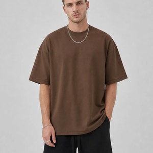 Camiseta de algodón grueso transpirable de manga corta con estampado de letras para hombre, estilo casual, hombro caído, venta al por mayor OEM/ODM - Product Image 1