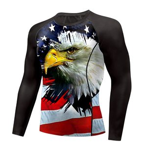 Chemise de compression à manches longues pour homme, imprimé drapeau américain, séchage rapide, coupe ajustée, vêtements d'arts martiaux - Product Image 3