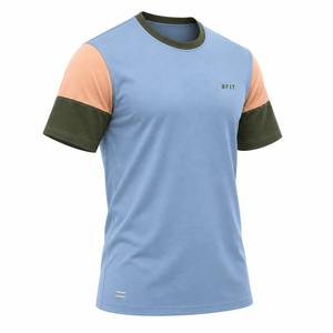 เสื้อยืดกีฬาผู้ชายสีบลูมิสท์พรีเมียมพร้อมแขนเสื้อสีแอปริคอทและสีโอลีฟสำหรับออกกำลังกาย - Product Image 6