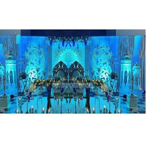 Décoration de scène de mariage thème blanc de Calgary, magnifique décor de scène de réception de mariage nocturne, scène de mariage occidentale exclusive en Floride - Product Image 1