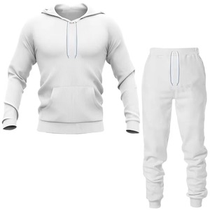 Ensemble de survêtement décontracté pour homme 100 % coton, coupe classique, tissu doux, écologique, pour l'hiver, motif uni, style sportif - Product Image 6