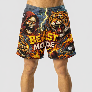 Shorts d'été pour hommes, streetwear, avec logo sublimé, respirants, avec cordon de serrage, fabrication OEM personnalisée - Product Image 4