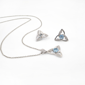 Ensemble de boucles d'oreilles pendantes en argent sterling 925 avec topaze bleue naturelle, plaqué rhodium, bijoux fins OEM ODM - Product Image 4