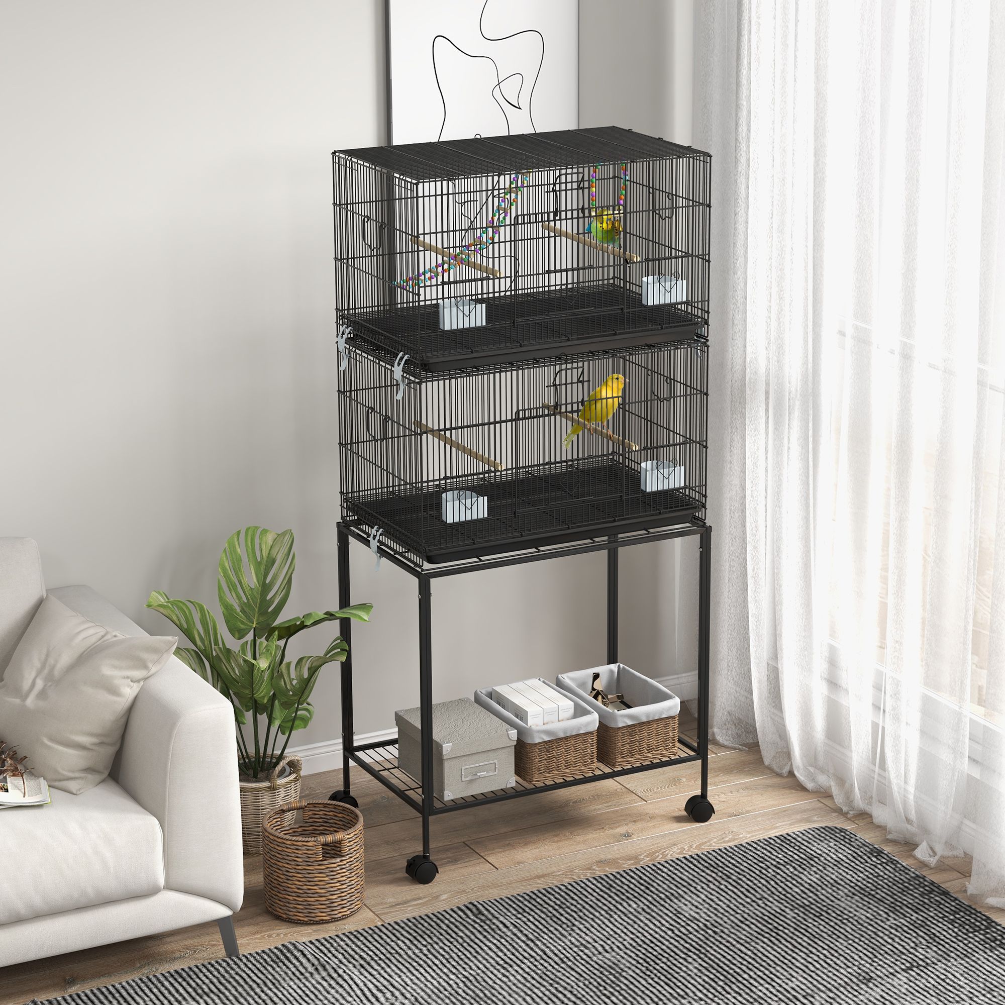 double room bird cage two layer with partition