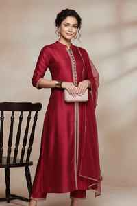 Indian Trendy Fashion for Women Long Banglory Silk With Embroidery Anarkali Kurti Gown With Dupatta <b>Wedding</b> Partywear Suit - Product Image 3