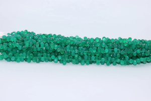 Cuentas facetadas de ónix verde 5*7mm forma de pera 8 pulgadas gotas de taladro lateral al por mayor cuentas de corte lateral - Product Image 3