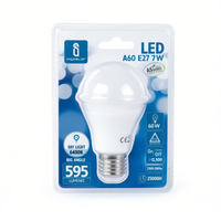 Ampoule LED A60 E27 7W 6400K Lumière du jour 595 Lumens Grand angle 25000H