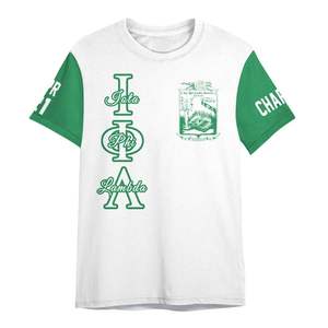 Camisa Personalizada de la Hermandad Iota Phi Lambda, Camisa Blanca con Mangas Verdes, Iota Phi Lambda Desde 1929 - Product Image 5
