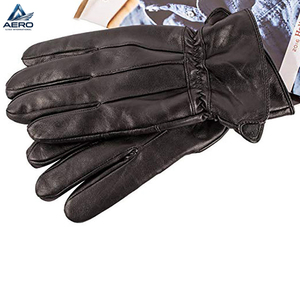 Gants de conducteur en cuir de vachette noir souple de haute qualité, durables et respirants, à poignets élastiqués, pour usages multiples (OEM/ODM) - Product Image 2