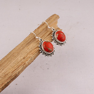 Shree Jaipur <b>Silver</b> 925 Sterling <b>Silver</b> Red Copper Lapis Lazuli Vintage Unisex/Women's Water Drop <b>Dangle</b> <b>Earrings</b> Wholesale - Product Image 4