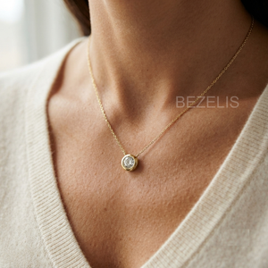 Collar de Lujo con Diamante Cultivado en Laboratorio, Corte Marquesa, Oro Blanco, Bisel Moderno, con Piedra Solitaria Certificada y Sostenible - Product Image 5