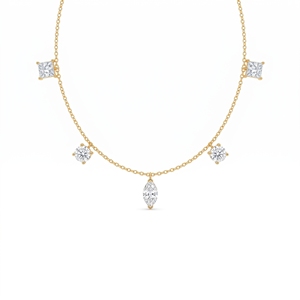 <b>Sterling</b> <b>Silver</b> 9KT,10KT, 14KT,18KT Askew Trinket <b>Necklace</b> for <b>Women</b> Mix Cut Lab Grown Diamond <b>Women</b> Premium Jewelry Gift - Product Image 4