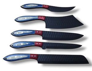 Ensemble de couteaux de chef en acier inoxydable Nordic Forge, cinq pièces, manches en bois Pakka, fabrication artisanale OEM personnalisée, ensemble de couteaux de cuisine avec sac de transport - Product Image 6
