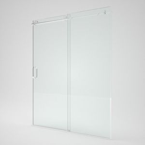 Porta scorrevole per doccia senza telaio in vetro temperato trasparente da 5/16 pollici con finitura cromata, 58-60 pollici L x 76 pollici H, per bagno - Product Image 2