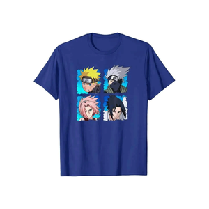 T-shirt décontracté pour homme à manches courtes et col rond, imprimé avec des personnages, bleu clair, coupe classique, en coton tricoté - Product Image 4