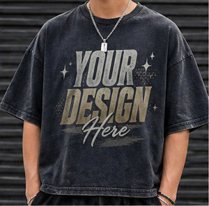 เสื้อยืดสตรีทแวร์ผู้ชายทรงโอเวอร์ไซส์ แขนสั้น คอตตอน 100% แบบ OEM ปรับแต่งได้ พร้อมลายพิมพ์สกรีน - Product Image 1