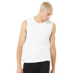 Camiseta sin mangas de punto transpirable para hombre, color azul sólido, cuello redondo, estilo casual, poliéster, para entrenamiento. - Product Image 3