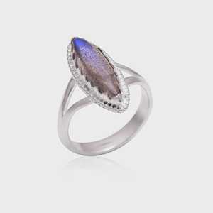 925 Sterling Silver <b>Labradorite</b> <b>Ring</b> Marquise Cut Blue Flashy Gemstone Boho Handmade Jewelry For Women - Product Image 5