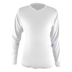 Maillot de volley-ball à manches longues pour femme, col en V, empiècements contrastants aux manches, en polyester respirant, avec impression de marque sur les manches pour l'accélération - Product Image 4