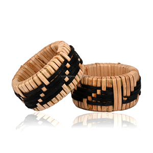 Anneau de serviette en jute tressé fait main, porte-serviettes en canne de bambou pour mariage, banquet, table de salle à manger, fête de Pâques, décoration intérieure - Product Image 1