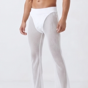 Pantalon transparent à taille haute élastique pour homme, idéal pour l'été, la plage, ou comme legging sexy en maille transparente pour la soirée. - Product Image 5