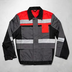 Chaqueta de Trabajo Unisex de Alta Visibilidad, Resistente, Roja, Gris, Negra, Uniforme Reflectante - Product Image 1
