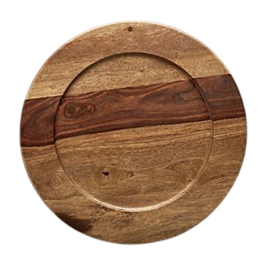 Assiette de service ronde en bois, design minimaliste fait main, plat décoratif en bois massif, vaisselle, assiettes de service - Product Image 1