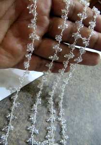 <b>Crystal</b> Quartz Dangling <b>Cluster</b> Chain Rondelle Faceted Beads 4mm Beaded Stone Chain - Product Image 5