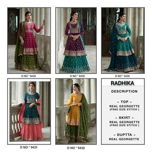 ชุดผ้าชาลวาร์ Kameez แบบกึ่งเย็บแบบพรีเมี่ยมผ้าจอร์เจียแท้ผ้าไหมผ้าไหมผ้าไหมเย็บปักด้ายหลายด้านในปากีสถานอินเดีย - Product Image 5