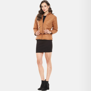 Wholesale <b>Women</b>’s Lightweight Puffer <b>Jacket</b> Chevron Quilted Mock Neck Slim Fit <b>Packable</b> Windproof Winter Coat OEM Camel Brown - Product Image 6