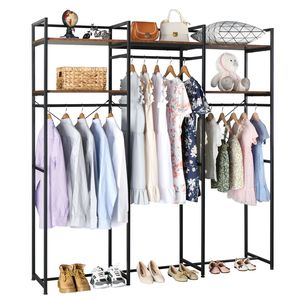 Heavy Metal Stand-Alone Wardrobe Organizer with <b>Suspender</b> Hanger and Multiple Storage Racks Portable Bed Wardrobe - Product Image 2