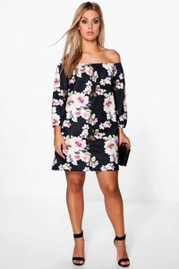 Túnica de Verano con Estampado Floral Azul, Hombros Descubiertos, 100% Algodón Chifón - Product Image 5