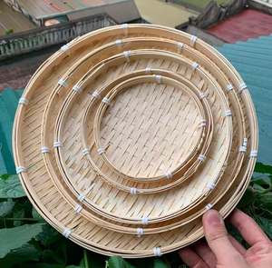 ถาดไม้ไผ่ทำมือจากเวียดนาม ตกแต่งด้วยหวายธรรมชาติ สำหรับเสิร์ฟขนม บ้าน ขนมปัง อาหารย่าง ของหวาน ใช้ในร้านกาแฟ และตกแต่งบ้านสไตล์เรียบง่าย - Product Image 2