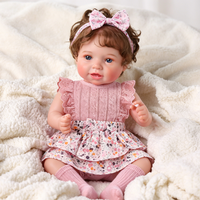 Boneka Bayi Reborn Babeside Vead Girl 20 Inch, Rambut Pendek Coklat, Rambut Asli, Tubuh Kain, Mini Toy, Dilukis Tangan